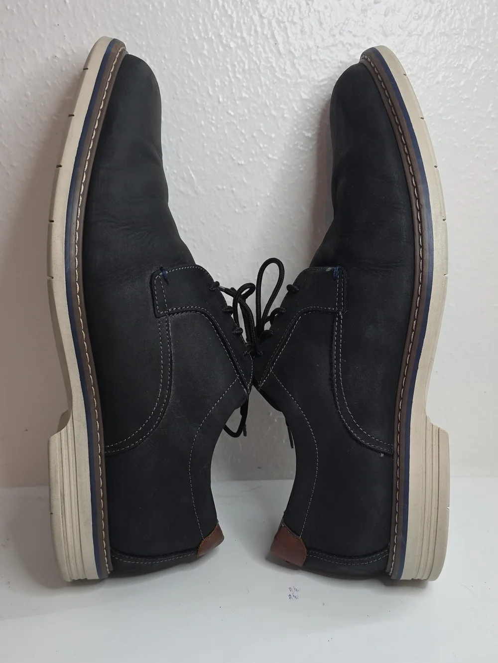 FLORSHEIM NORWALK PLAIN TOE BLACK NUBUCK CASUAL OXFORDS MENS 11.5W VGUC SLEEK